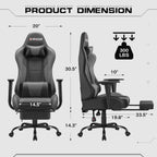 Homall Gaming Chairs, Computer Chair with Footrest and Massage Lumbar Support, Height Adjustable Game Chair with Headrest and Swivel Seat (Light Grey)