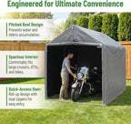 Outdoor Storage Portable Shed, 3/4 inch Thick Support Rods & Bolted Frame (Not Socket), Rolled Up Doors and Ventilation Window, Tent Garage 6 × 8 × 6 FT