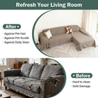 MEETSKY Couch Covers for Sectional Sofa, Chenille Couch Covers for L Shape Sofa Cover Washable, 2 Pieces Sofa Slipcover for 3-4 Cushion Couch, Furniture Protector (XX-Large, 71"x118"+91"x134", Sand)