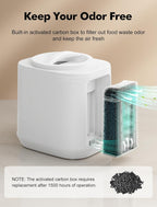 Electric Composter for Kitchen, 4L Countertop Compost Bin with Auto-Cleaning, Smart Home Indoor Food Waste Disposer Machine, Odorless for Kitchen, Low Noise, Transforms Waste in 3-8 Hours(White)