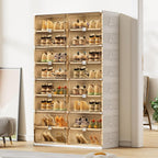 JEKO&JEKO 10 Tiers Foldable Shoe Rack Organizer Cabinet for Closet Entryway, Large Collapsible Shoe Storage Box with Magnetic Doors Fits Up to 40 Pairs (White)