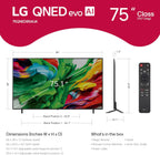 LG 75-Inch Class QNED evo AI QNED85A Series Mini LED 4K Smart TV w/AI Picture  AI Sound  HDR10  AI Super Upscaling 4K  Filmmaker Mode  Wow Orchestra  Alexa Built-in (75QNED85AUA  2025)