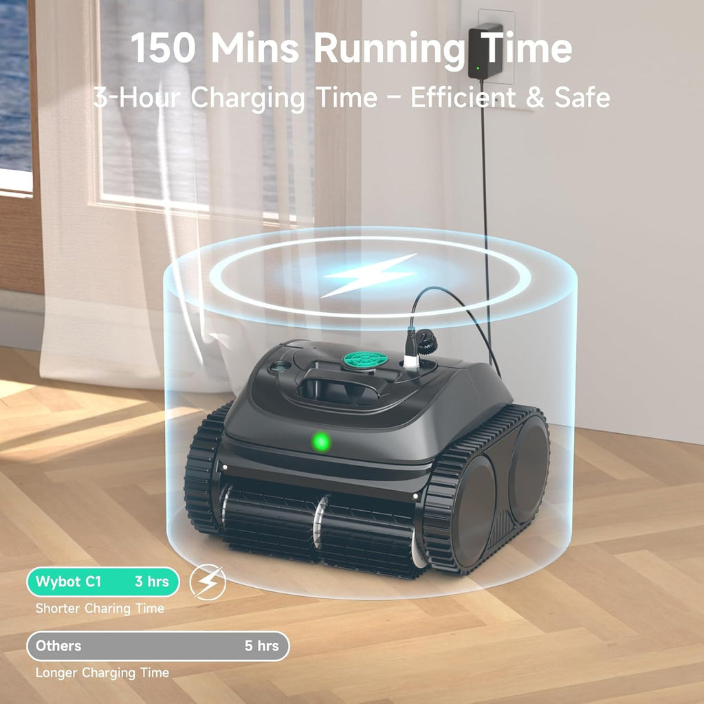 (2026 Upgrade) WYBOT C1 Cordless Robotic Pool Vacuum for Inground Pools  Above Ground Pool Cleaner 4-in-1 Wall & Waterline Cleaning Up to 1 614sq.ft  150mins Smart Navigation  App Support