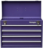 Workington Portable Metal Tool Chest with 4 Drawers, 20" 4-Drawer Tool Chest Cabinet with Ball Bearing Drawer Slides, Steel Tool Storage Box Organizer 4004 Purple