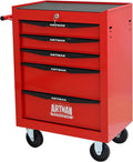 5 Drawers Tool Cart on Wheels, Multifunctional Rolling Tool Chest, Drawers Mobile Trolley Organizer Heavy Duty Tools Box with Locking Wheels & Ball Bearing Drawers (Red, 5 Drawers)