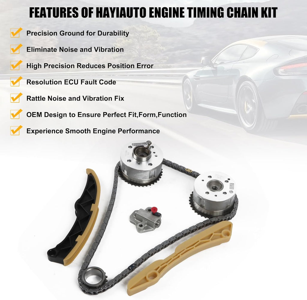 24321-2B620 Timing Chain Kit w/VVT Sprocket Fits for Hyundai Accent Elantra Kona Sonata Tucson Optima, for Kia Rio Forte5 Soul Optima G4FJ G4FD 243502B600 243702B610 1.6L Timing Chain Kit