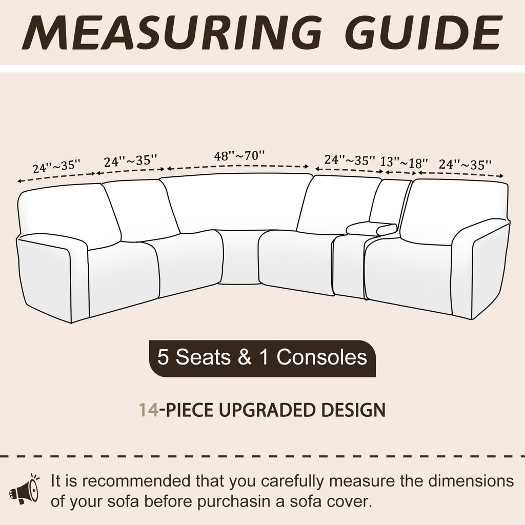 Arfntevss Sectional Recliner Couch Covers Velvet Washable Corner Sectional Sofa Cover for Reclining Stretch Soft Thick L Shape Recliner Slipcover Set (5 Seat with 1 Console Cover, Cream)
