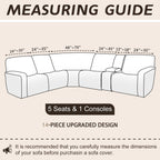 Arfntevss Sectional Recliner Couch Covers Velvet Washable Corner Sectional Sofa Cover for Reclining Stretch Soft Thick L Shape Recliner Slipcover Set (5 Seat with 1 Console Cover, Cream)