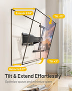 monTEK 0.77" Ultra Slim TV Wall Mount for 43-90 Inch TVs, Swivel & Tilt & Leveling & Extension Wall Mount TV Bracket with Articulating Dual Arms, Low Profile Full Motion tv Mount, 4X Weight Tested