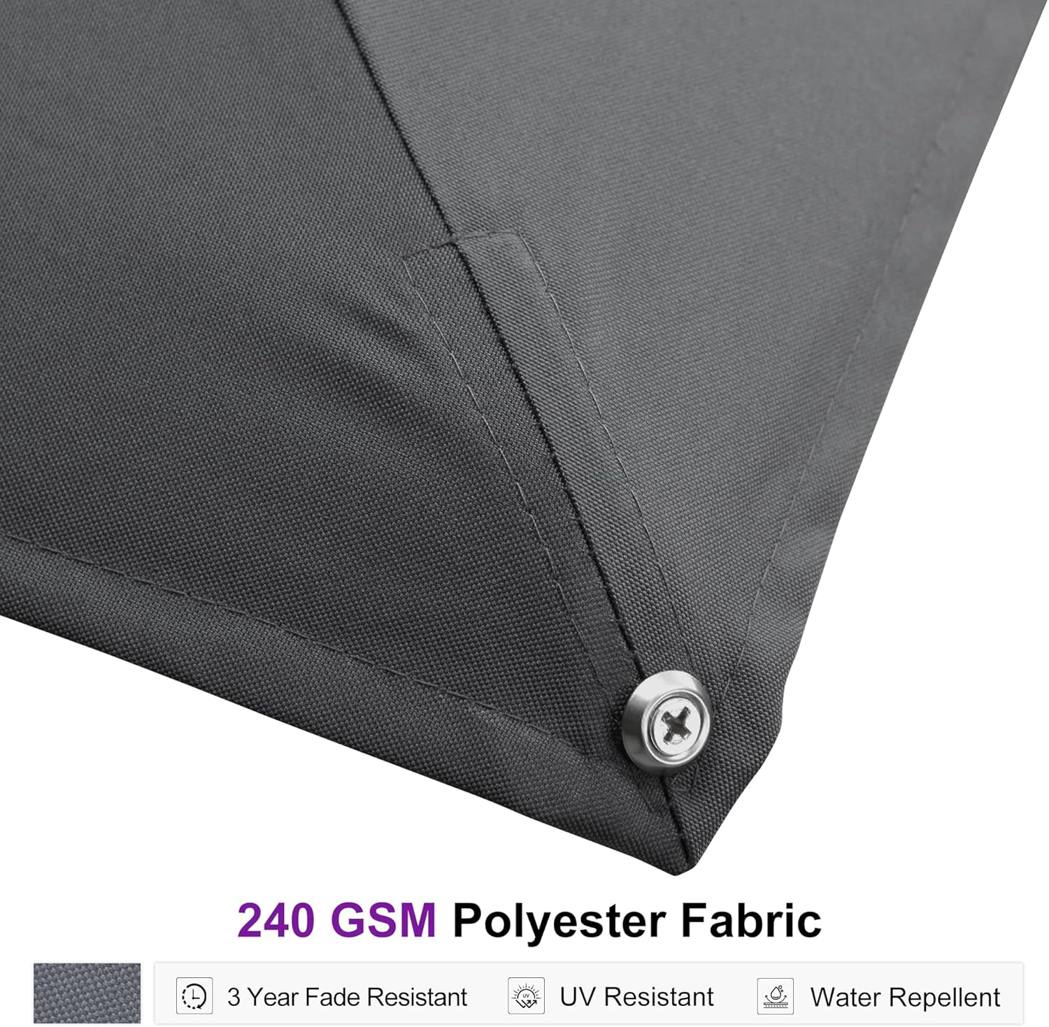 PURPLE LEAF 10' X 13' Rectangle Patio Umbrella Large Outdoor Aluminum Offset Umbrella with 360-degree Rotation Cantilever Umbrella for Garden Deck Backyard Pool, Grey