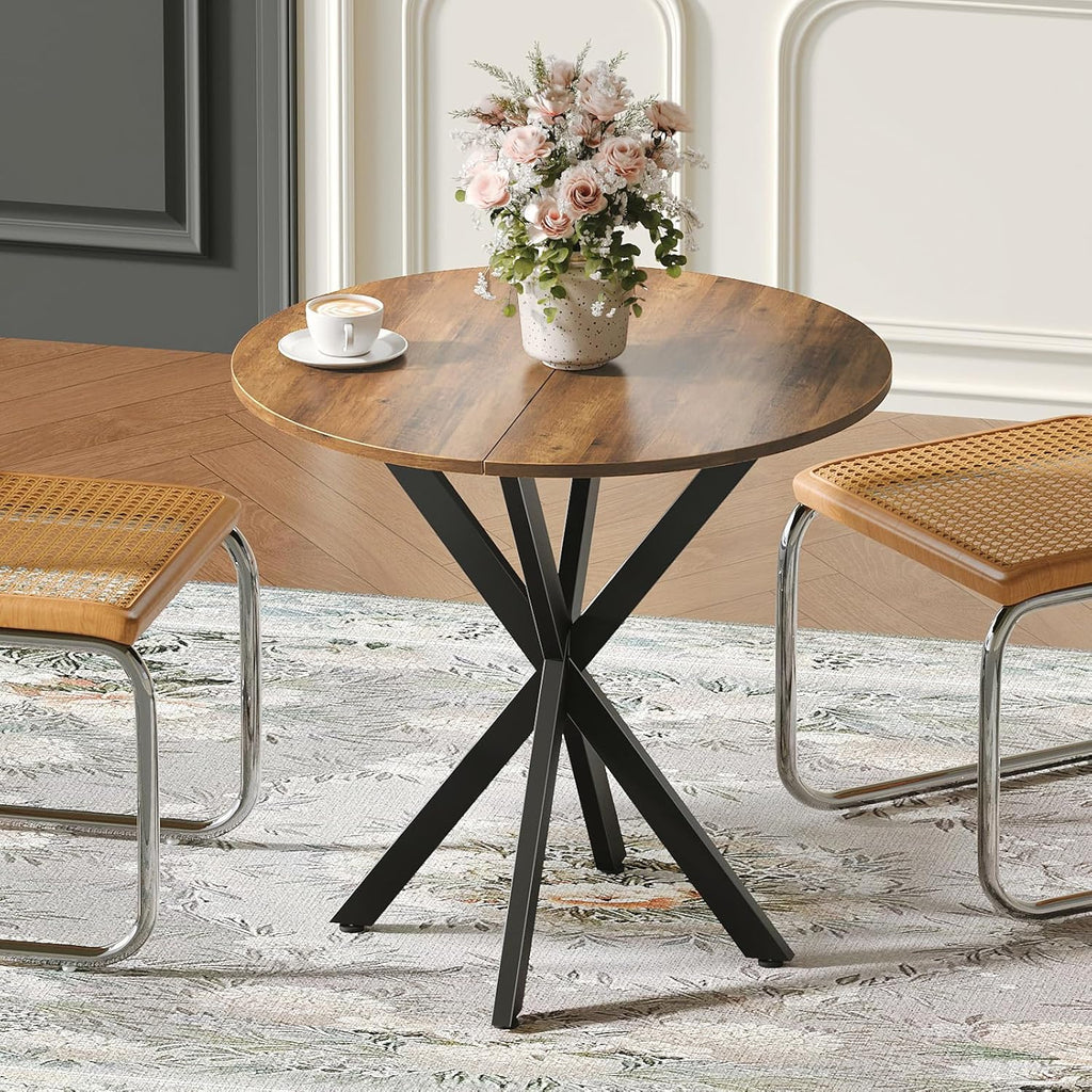Vantic 31.5" Small Round Dining Table for 2-4, Round Kitchen Table for Small Spaces, Farmhouse Circle Dining Room Table for Kitchen and Living Room, Light Brown