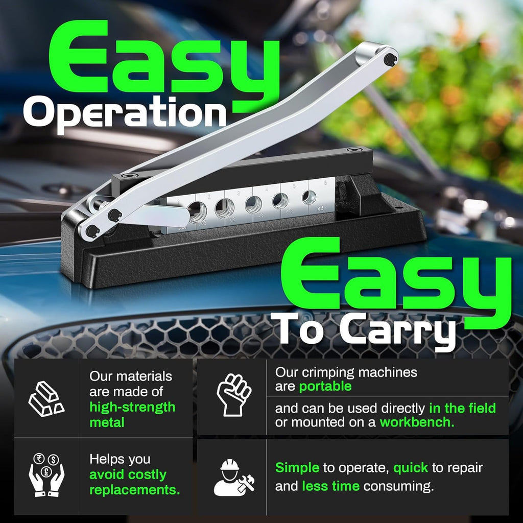 Heavy Duty Standard Hose Crimper, Hose Crimping Tool, with Ferrules (50PK) 0.593 Inch ID x 1 Inch & 0.656 Inch ID x 1 Inch for 1/4, 5/16, 3/8 Inch PVC and rubber hoses, Air Hose Crimping Tool