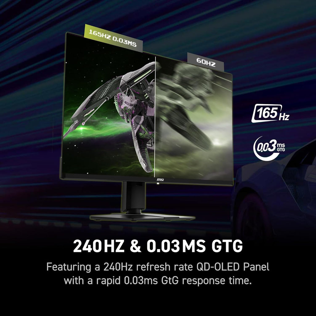 msi MAG 321UP QD-OLED 32-inch QD-OLED 3840 x 2160 (UHD) Computer Monitor  165Hz  Adaptive-Sync  HDMI  Display Port  VGA Port  VESA Mountable  Tilt  Height Adjustable  Speaker  0.03ms  Black