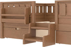 Bellemave Full Size Kids Montessori Bed with Stairs and Bookshelf,Solid Wood Full Size Kids Bed Frame with 2 Storage Drawers for Kids Girls Boys,Low-Profile,Natural