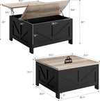 Yaheetech Lift Top Coffee Table with Storage, Square Coffee Table for Living Room, 31.5 Inches Center Tables with Large Hidden Storage Compartment for Home Office, Black&Gray