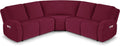 VANSOFY Extra Large Reclining Sectional Couch Covers, Washable 5-Piece Sofa Covers for L Shape Sectional Sofa Corner Seater, Thick, Soft Sofa Slipcovers (5 Seat Recliner Cover, Burgundy)