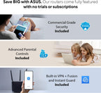 ASUS RT-BE86U BE6800 Dual-Band WiFi 7 Router  Supports 4096-QAM  MLO  AI WAN Detection  AiMesh  Subscription-Free Network Security  and Comprehensive VPN Features  Guest Network Pro  Gaming