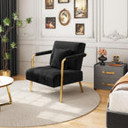 Yaheetech 30" W Modern Sofa Small Sofa Luxurious Velvet Fabric Couch with Gold-Tone Metal Arms and Legs for Living Room, Home Office, Studio Black