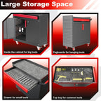 Kelueo Metal Garage Storage Cabinet with Wheels,Lockable Storage Cabinets with Adjustable Shelf,Steel Tool Locker with Pegboard and Handle for Garage,Warehouse