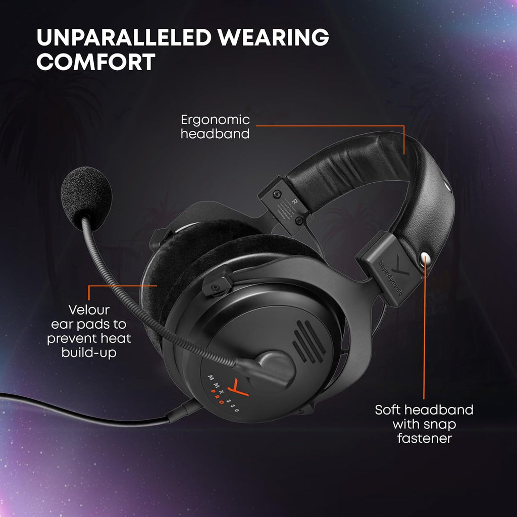 beyerdynamic MMX 330 Pro Open-Back Gaming Headset with Stellar.45 Driver and Condenser Microphone  Wired Gaming Headphone Suitable for PC  Gaming Console  PS  Switch. Handmade in Germany