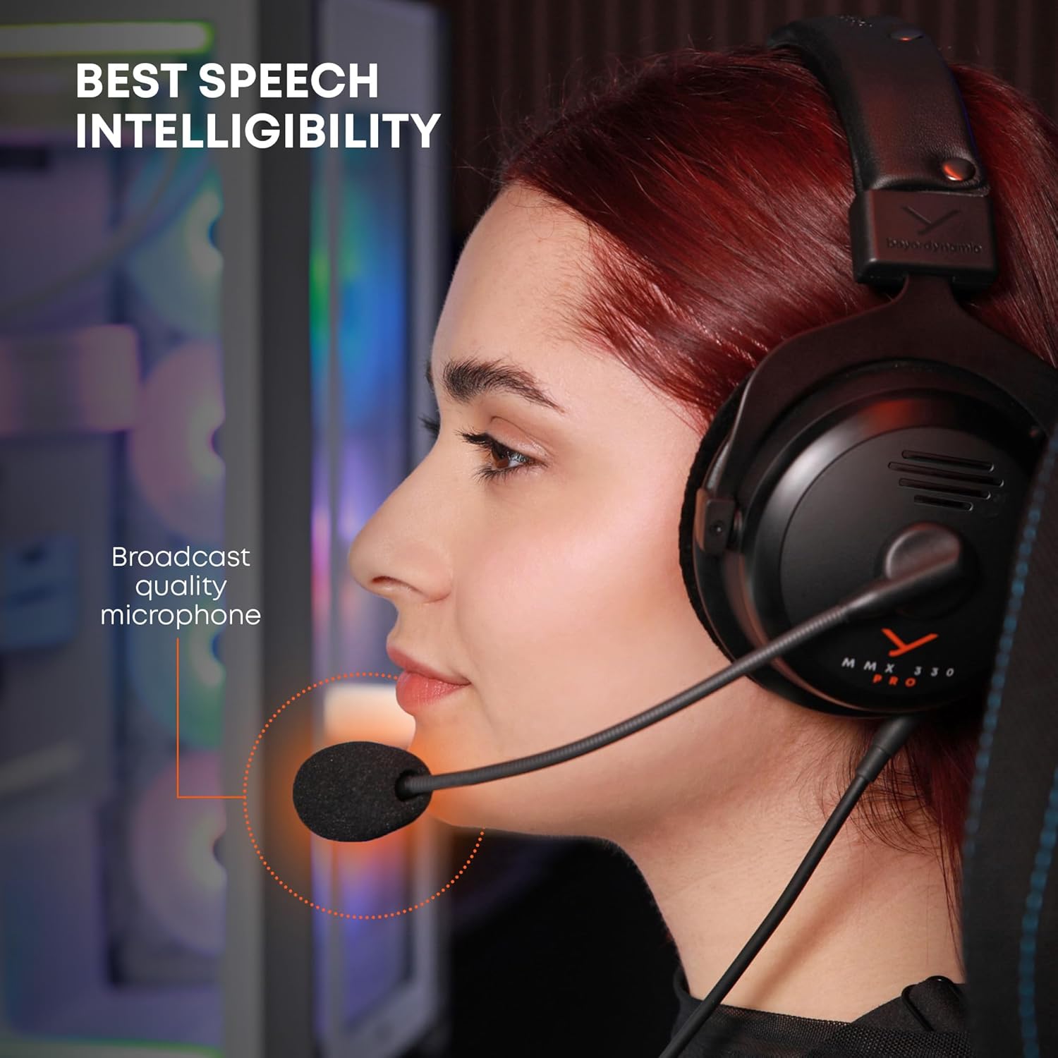 beyerdynamic MMX 330 Pro Open-Back Gaming Headset with Stellar.45 Driver and Condenser Microphone  Wired Gaming Headphone Suitable for PC  Gaming Console  PS  Switch. Handmade in Germany