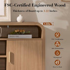 TV Stand for TVs Up to 65'' - Unique Curved Profile, FSC-Certified Wooden Board Entertainment Center with Adjustable Shelves and Storage Cabinet Modern Media Console for Living Room