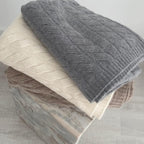 100% Pure Cashmere Throw Blanket for Couch – Cable Knit Cashmere Blanket 50x60 – Soft Warm Breathable Throws for Sofa, Bed – Grade A Long Staple – Machine Washable (Charcoal)