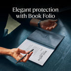 reMarkable Essentials Bundle - Leather Folio | reMarkable 2 Paper Tablet | Black and White 10.3'' Writing Tablet  Marker Plus Pen with Built-in Eraser and Book Folio Case in Black Premium Leather