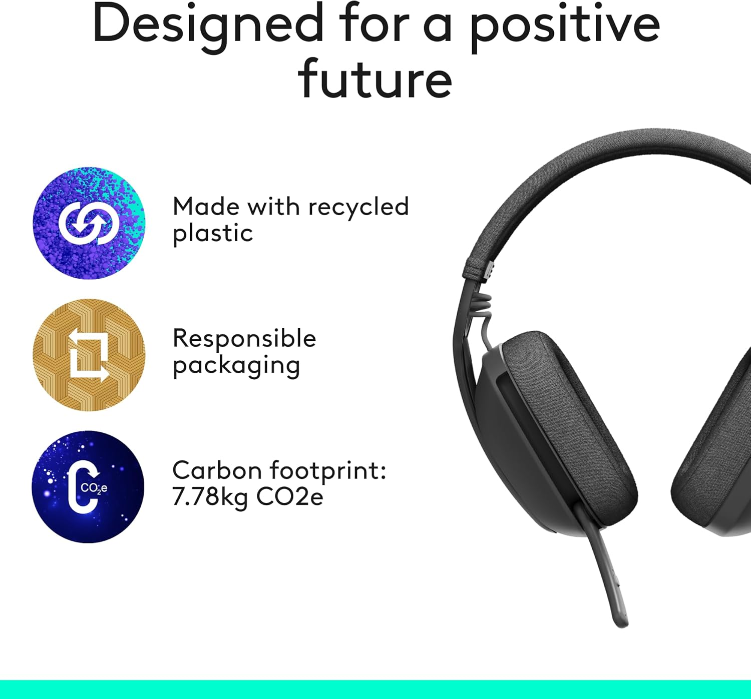Logitech Zone Vibe 100 Lightweight Wireless Over Ear Headphones with Noise Canceling Microphone, Advanced Multipoint Bluetooth Headset, Works with Teams, Google Meet, Zoom, Mac/PC - Graphite