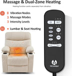 MCombo Small Power Lift Recliner Chair Sofa with Massage and Dual Heating, Adjustable Headrest for Elderly People Petite, USB Ports, Faux Leather 7111 (Cream White)