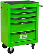 Iron-Top Rolling Tool Chest with Lockable Wheels and Side Handles, 7-Drawer Tool Storage Cabinet with Ball Bearing for Garage, Repair Shop, Required Assembly, Large Storage Capacity (Iron, 5-Green)