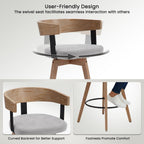 DUOMAY Swivel Bar Stools Set of 4, 26" Counter Height Bar Stool with Footrest Modern Wood Barstools with Linen Upholstered Seat Counter Stools for Kitchen Island Home Bar,Grey