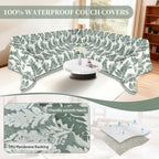 1OO% Waterproof Sectional Couch Covers for Dogs L Shaped Corner Sofa Cover Washable Chenille Sofa Slipcovers Blanket Modern Jacquard Pet Furniture Protector (91"x252", Sage Green)
