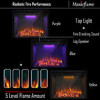 36'' Electric Fireplace Insert, Retro Recessed Fireplace Heater with Fire Cracking Sound, Remote Control & Timer, 750/1500W, Black