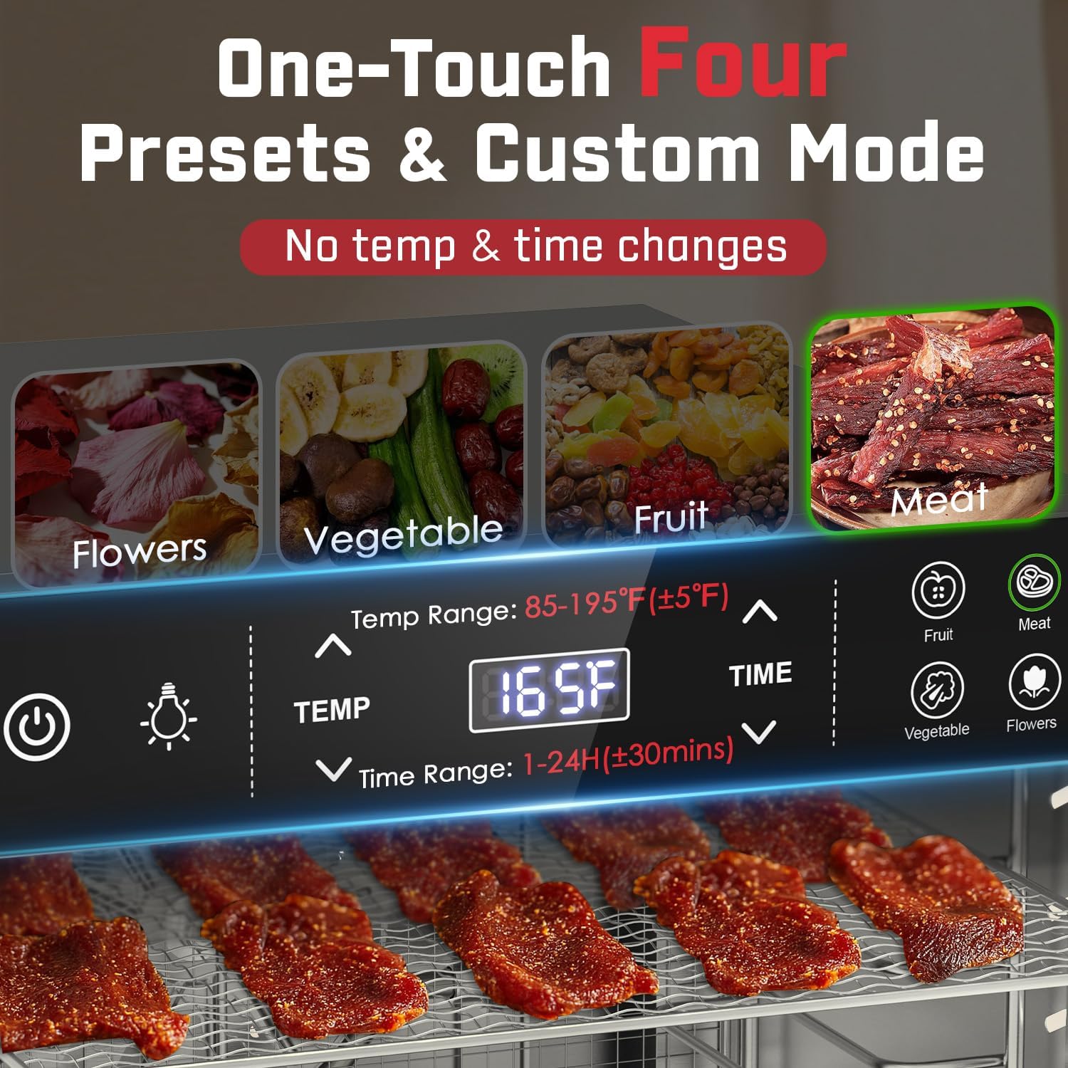 HOPERAN Food Dehydrator - 12 Stainless Steel Trays Dehydrators, 800W Electric Dehydrator Machine with 4 Presets, Digital Timer & Temperature Control for Herb, Dog Treats,Meats & Veggies (12 Trays)