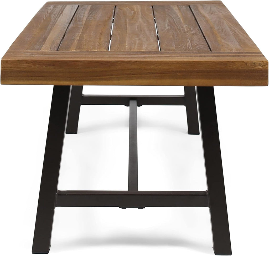 Christopher Knight Home Carlisle Outdoor Acacia Wood Coffee Table, Sandblast/Rustic Metal
