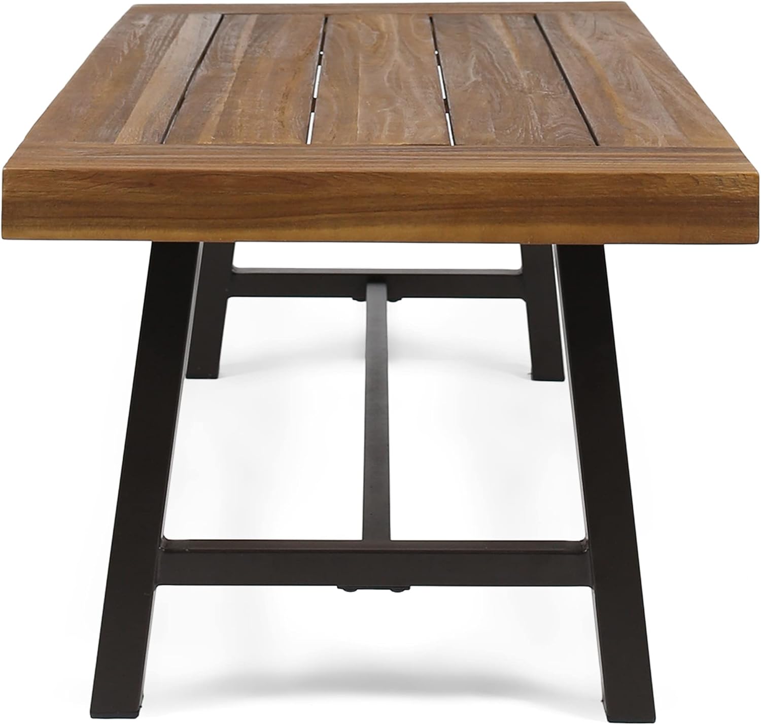 Christopher Knight Home Carlisle Outdoor Acacia Wood Coffee Table, Sandblast/Rustic Metal
