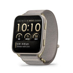 Garmin® Venu® X1  Thin and Lightweight GPS Smartwatch  AMOLED Display  Advanced Health and Fitness Features  Soft Gold with Titanium Caseback and French Gray ComfortFit Nylon Band