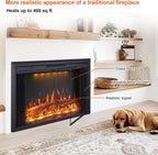 Valuxhome 43” W Electric Fireplace Heater with Crackling Sound, 1-9H Timer, Remote Control, Glass Door and Movable Mesh Screen, 3 Color Settings