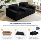 MAXYOYO Convertible Sofa Bed, 80" Oversized Boneless Loveseat Couch 4 in 1 Foldable Floor Sofa Couch in A Box with 2 Cup Holders, Folding Sleeper Chair for Living Room, No Assembly Required, Black