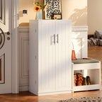 SUNLEI 47" Kitchen Pantry Storage Cabinet, Modern Freestanding Pantry Storage Cabinet with Adjustable Shelves, Buffet Cupboards Storage for Kitchen, Dining Room, White