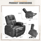 Flamaker Power Lift Recliner Chair Electric Lift Recliner for Elderly Power Lift Recliner Chair with Cup Holders Side Pockets for Living Room (Leathaire, Light Black)