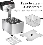 Commercial Deep Fryer with Basket, 1700w 14Qt 0.6mm Thickened Stainless Steel Countertop Electric Fryer for Home and Commercial Use, Oil Fryer with Double Overheat Protection