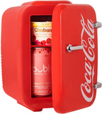 Cooluli Retro Coca-Cola Mini Fridge for Bedroom - Car, Office Desk & College Dorm Room - 4L/6 Can 12V Portable Cooler & Warmer for Food, Drinks & Skincare - AC/DC and Exclusive USB Option (Coke, Red)