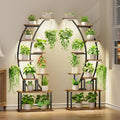 Plant Stand Indoor with Grow Lights  9 Tiered Metal Plant Shelf  64" Tall Plant Stand for Indoor Plants Multiple  Large Plant Rack Display Shelf  Curved Plant Holder for Living Room  Patio