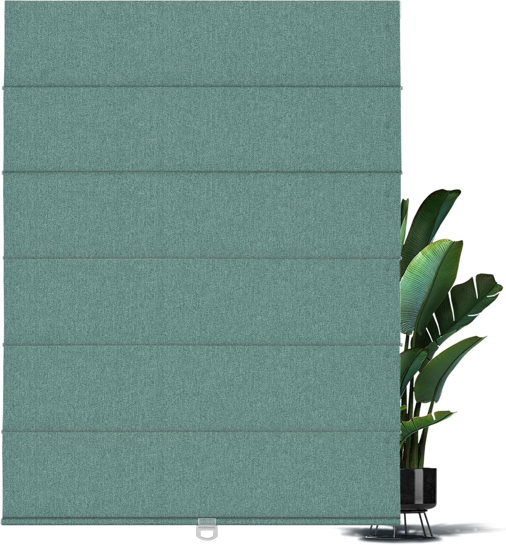 BERISSA Blackout Roman Shades for Windows Cordless,Pull Down Linen Fabric Roman Blinds,Privacy Window Shades for Door Windows,Bedroom,Office,Easy to Install,Turquoise,66" W x 48" H