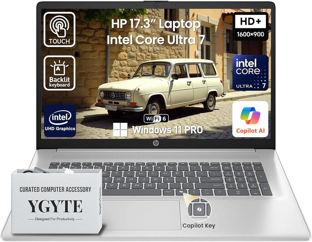 HP 2026 17 Inch Laptop Touchscreen Computer  17.3 HD+ IPS Touch Screen Business Laptop AI PC  15th Gen Intel Core Ultra 7(12-Core)  32GB DDR5 RAM 2TB SSD|Windows 11 Pro  10-Key Backlit Keyboard|WiFi6