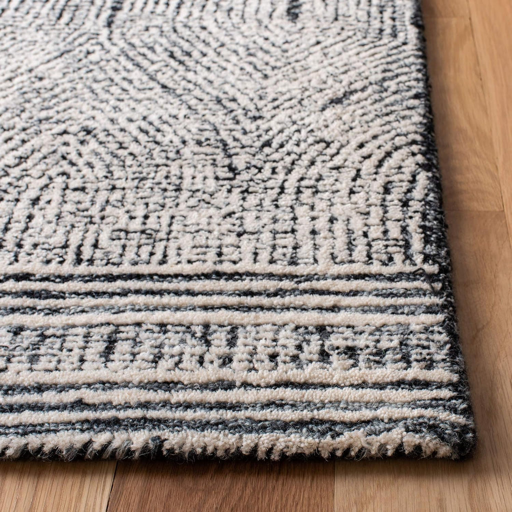 SAFAVIEH Abstract Collection Area Rug - 9' x 12', Ivory & Charcoal, Handmade Wool, Ideal for High Traffic Areas in Living Room, Bedroom (ABT340H)