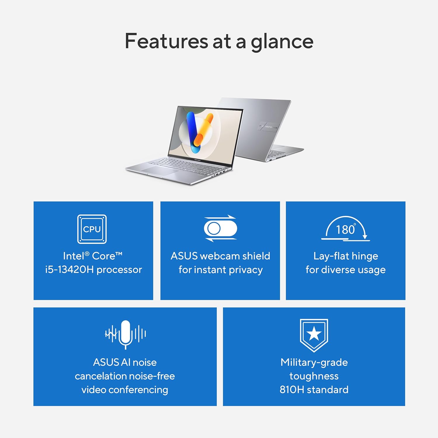ASUS Vivobook 16 Laptop  16” WUXGA 60Hz Display  Intel Core i5-13420H  Intel Iris Xᵉ Graphics  16GB Memory  512GB Storage  Windows 11  Cool Silver  F1605VA-ES56