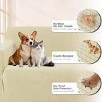 Arfntevss Stretch Sectional Couch Covers L Shaped Corner Sectional Sofa Cover Washable Jacquard Soft Fleece U Shape Sofa Slipcovers Anti Slip Furniture Protector for Dogs Pets (X-Large, Beige)